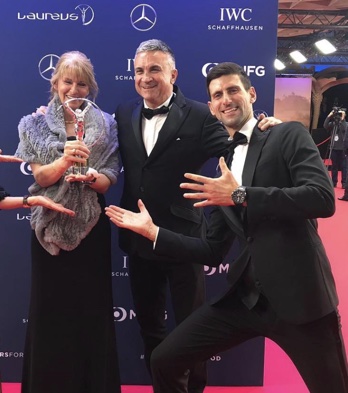 Dijana Djokovic with her husband and son.